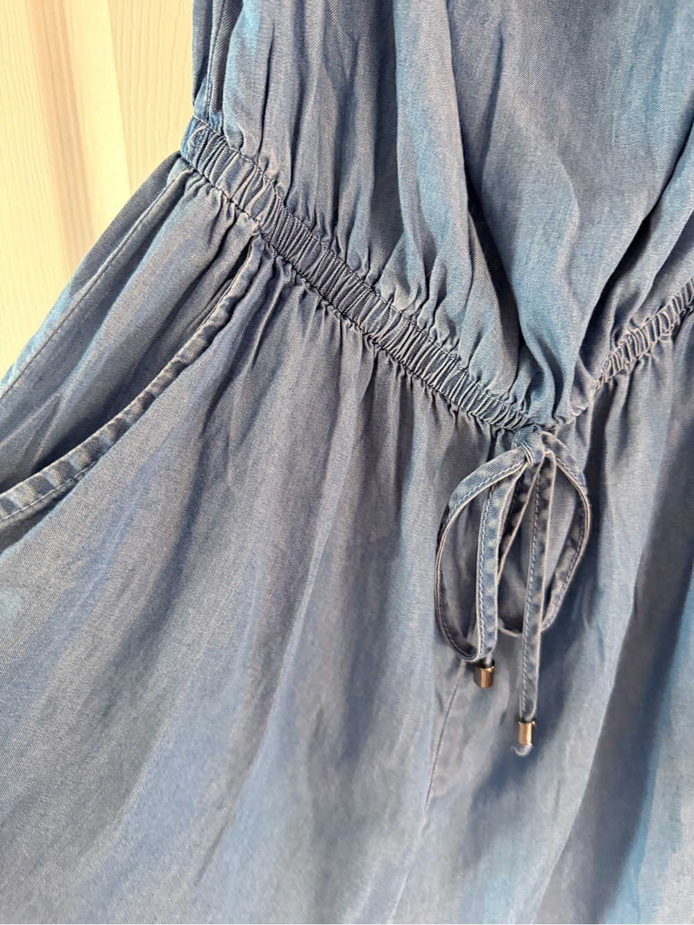 Blue Ruffle Off-Shoulder Romper - Picture 4 of 8